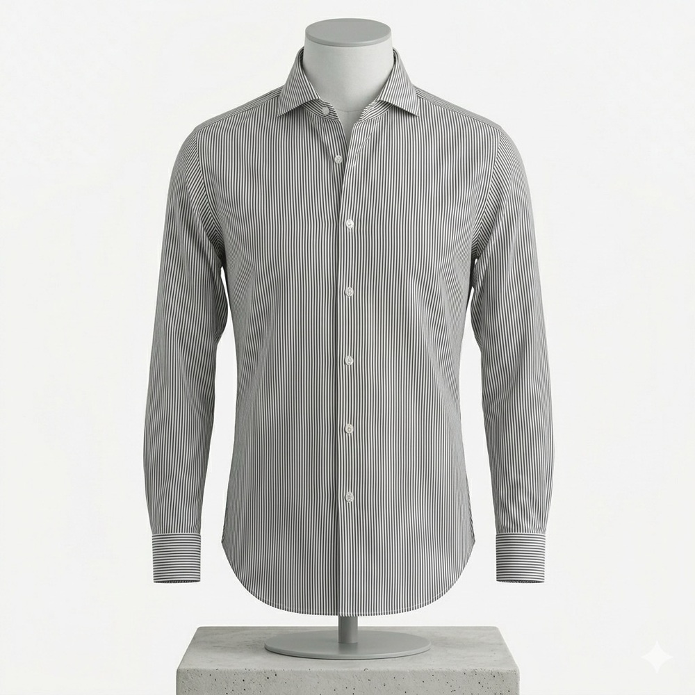*SOLD* Suitsupply Classic Black and White Pencil Striped Dress Shirt (39, 15.5)